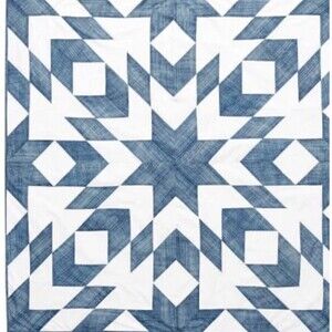 Pottery Barn Cooper Geometric Table Throw 50 X 50 Blue White Marketing Sample